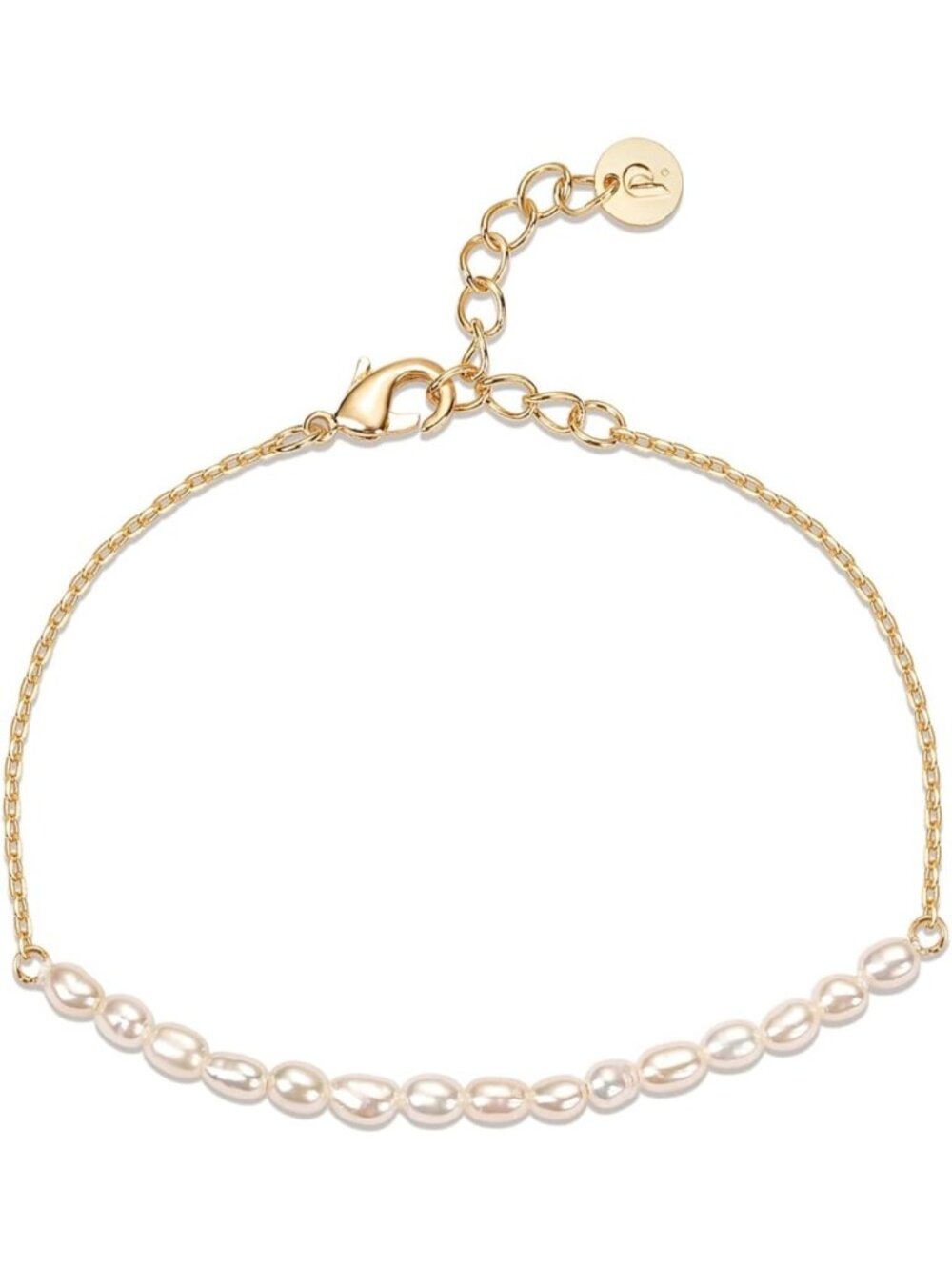 Dainty 18K Gold Plated Freshwater Pearl Beaded Bracelet for Women - Elegant